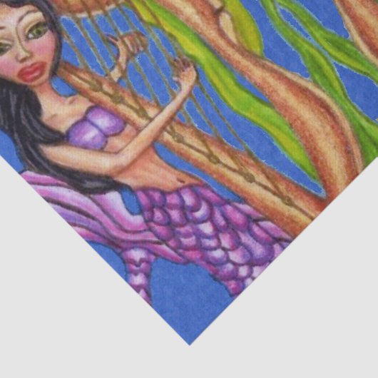  Donkere Paarse mermaid Harp Ocean Tissuepapier (Detail)