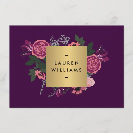 Donkere Paarse , moderne Floral Cadeat Certificate (Voorkant)