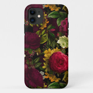 Donkere Paarse Moody Florals Antiek ventilator zwa Case-Mate iPhone Case