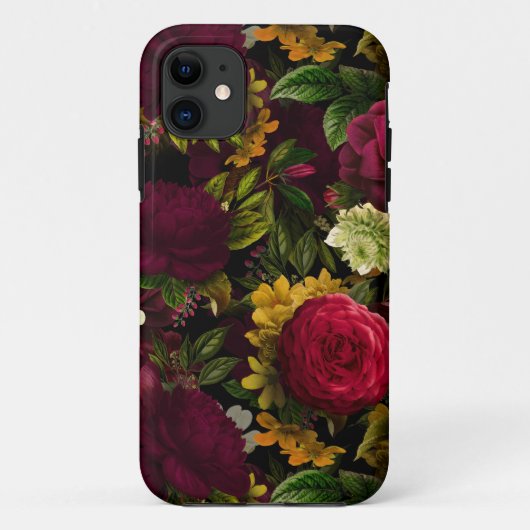 Donkere Paarse Moody Florals Antiek ventilator zwa Case-Mate iPhone Case (Achterkant)