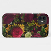 Donkere Paarse Moody Florals Antiek ventilator zwa Case-Mate iPhone Case (Achterkant (horizontaal))