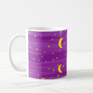 Donkere Paarse Night Sky - Sterren en Mon Pattern Koffiemok