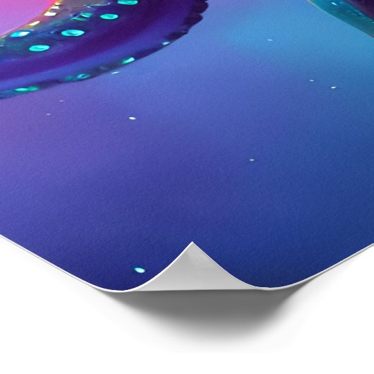 Donkere Paarse octopus Poster (Hoek)