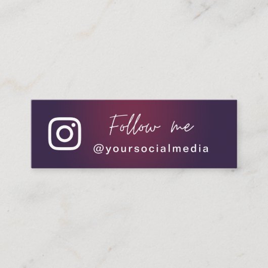 Donkere Paarse ombre volg de QR-code voor sociale  Mini Visitekaartje (Voorkant)