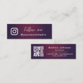 Donkere Paarse ombre volg de QR-code voor sociale  Mini Visitekaartje (Voorkant / Achterkant)