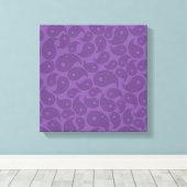 Donkere Paarse Paisley. Canvas Afdruk (Insitu (Houten vloer))