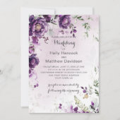 Donkere Paarse pioenen bruiloft uitnodiging (Voorkant)