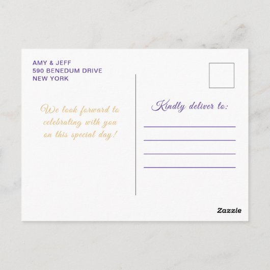 Donkere Paarse Princess Floral Quinceañera Briefkaart (Achterkant)