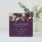 Donkere Paarse  Romantische Floral Wedding Save The Date (Staand voorkant)