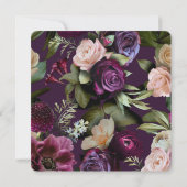 Donkere Paarse  Romantische Floral Wedding Save The Date (Achterkant)