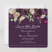 Donkere Paarse  Romantische Floral Wedding Save The Date (Voorkant)