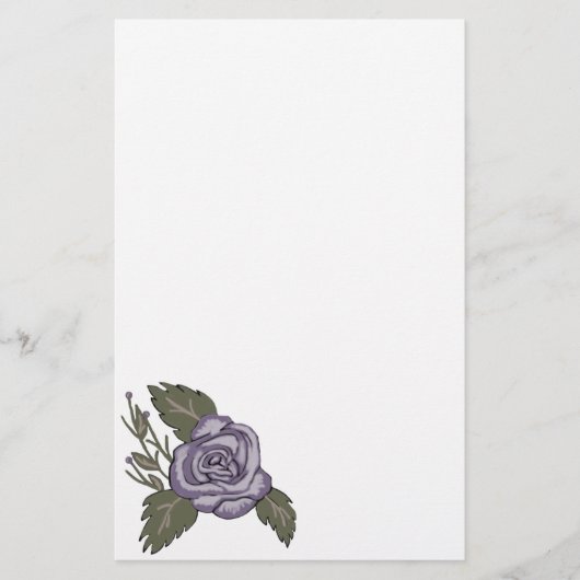 Donkere Paarse Roos Briefpapier (Voorkant)