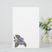 Donkere Paarse Roos Briefpapier (Staand voorkant)