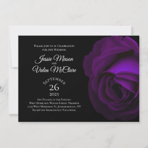 Donkere Paarse Roos Gothic Elegant Wedding Kaart