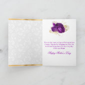 Donkere Paarse Rozen en goudglitter-Moederdag Kaart (Binnen)