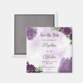 Donkere Paarse Rozen Floral Gothic Save the Date Magneet (Voorkant / Achterkant)