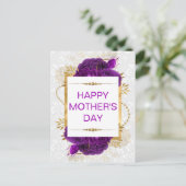 Donkere Paarse Rozen & Gouden Glitters Moederdag Briefkaart (Staand voorkant)