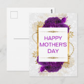 Donkere Paarse Rozen & Gouden Glitters Moederdag Briefkaart (Voorkant / Achterkant)