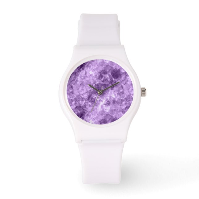 Donkere Paarse ruw textiel Horloge (Voorkant)