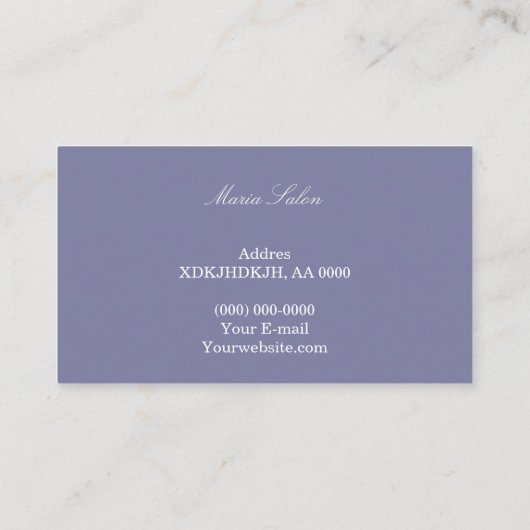 Donkere Paarse Silver waterverf Visitekaartje (Achterkant)