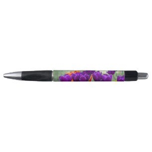 Donkere paarse tulpen op een zonnige dag in de tui pen