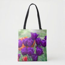 Donkere paarse tulpen op een zonnige dag in de tui