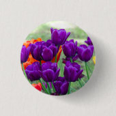 Donkere paarse tulpen ronde button 3,2 cm (Voorkant)