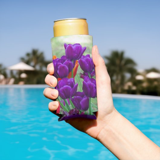 Donkere paarse tulpen seltzer blikjeskoeler (Insitu Zwembad)