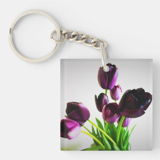 Donkere Paarse tulpen Sleutelhanger (voorkant)