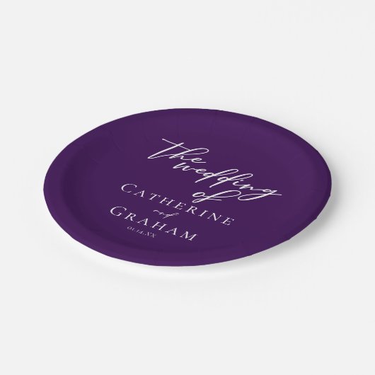 Donkere Paarse typografie gepersonaliseerde bruilo Papieren Bordje (Gekanteld)
