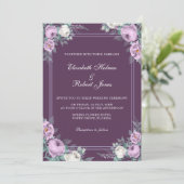 Donkere Paarse uitnodiging tot huwelijk (Staand voorkant)