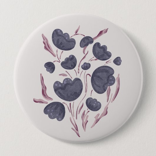 Donkere Paarse ventilator esthetisch Ronde Button 4,0 Cm (Voorkant)