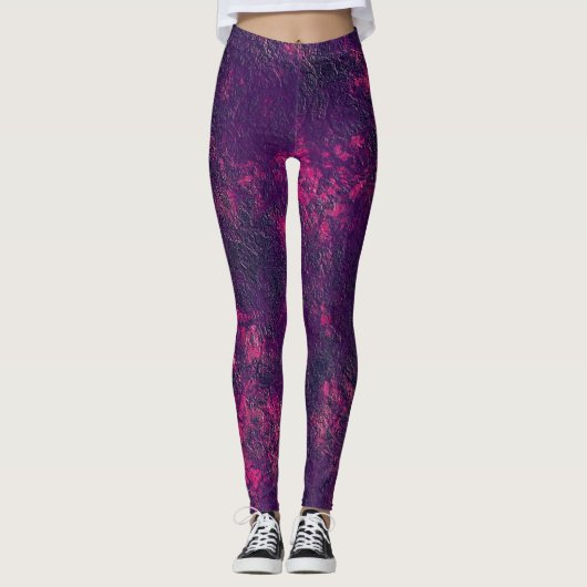Donkere paarse violettextuur, getextureerd suede m leggings (Voorkant)