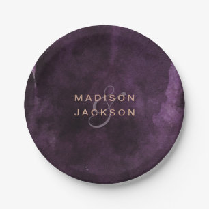 Donkere Paarse Waterverf Roos Gold Weddenschap Mon Papieren Bordje