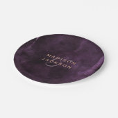 Donkere Paarse Waterverf Roos Gold Weddenschap Mon Papieren Bordje (Gekanteld)