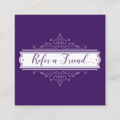 Donkere Paarse  witte Lijst verwijzingskaart Aanbevelingskaartje (Voorkant)