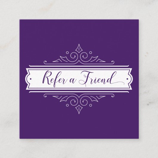 Donkere Paarse witte Lijst verwijzingskaart Aanbevelingskaartje (Voorkant)