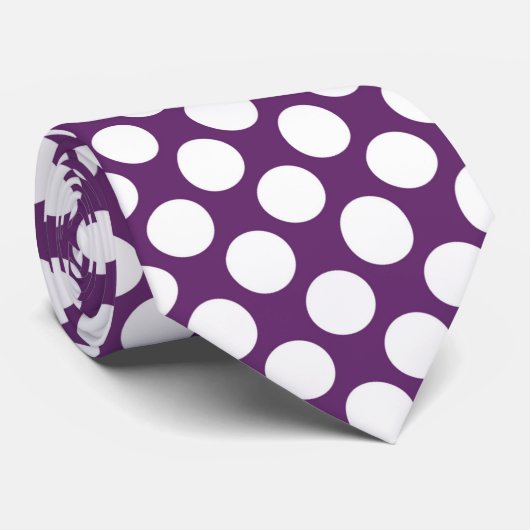 Donkere Paarse witte poka dots retro Stropdas (Opgerold)