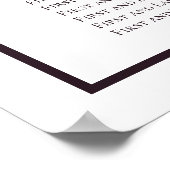 Donkere Paarse witte welkomstkaart voor bruiloft Poster (Hoek)