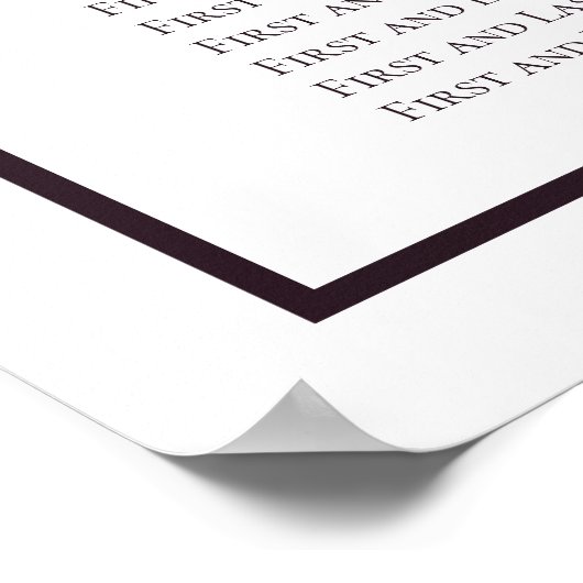 Donkere Paarse witte welkomstkaart voor bruiloft Poster (Hoek)