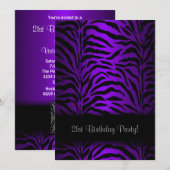 Donkere Paarse Zebra vrouwen 21e verjaardagsfeest Kaart (Voorkant / Achterkant)