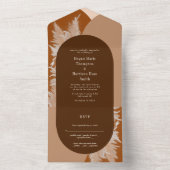 Donkere Pampas Grass en Arches Wedding Invitation All In One Uitnodiging (Binnen)