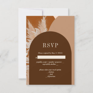 Donkere Pampass gras en Arches Wedding RSVP Kaart
