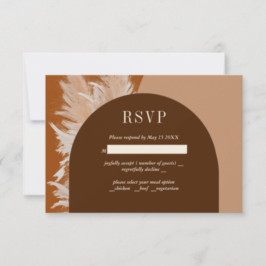Donkere Pampass gras en Arches Wedding RSVP Kaart (Voorkant)