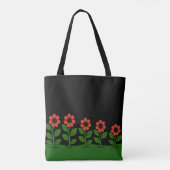 Donkere Pastel Rode Bloemen Tote Bag (Achterkant)