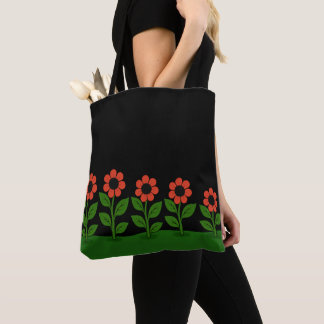 Donkere Pastel Rode Bloemen Tote Bag