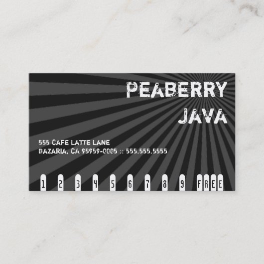 Donkere Peaberry Java Drink Punch Card Klantenkaartje (Voorkant)