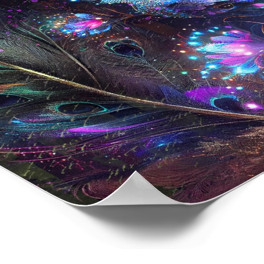 Donkere Peacock Digital Art Design 4 Poster (Hoek)