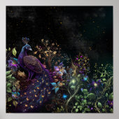 Donkere Peacock Digital Art Design 9 Poster (Voorkant)