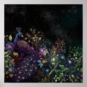 Donkere Peacock Digital Art Design 9 Poster